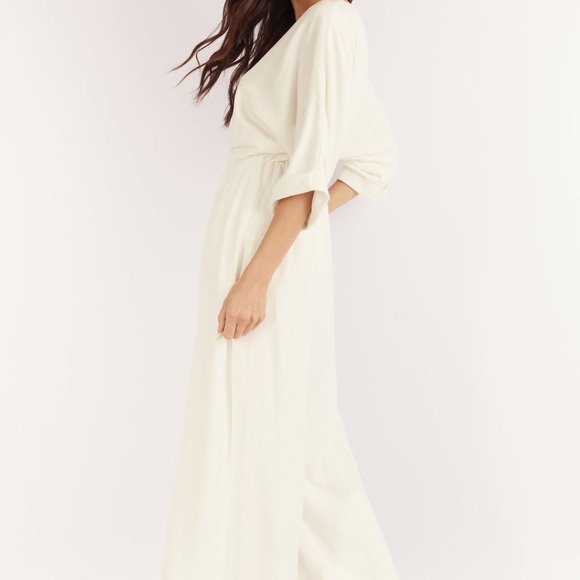 Girl & The Sun  (Hunter Wide-Leg Jumpsuit in Off White) - Picture 2 of 5